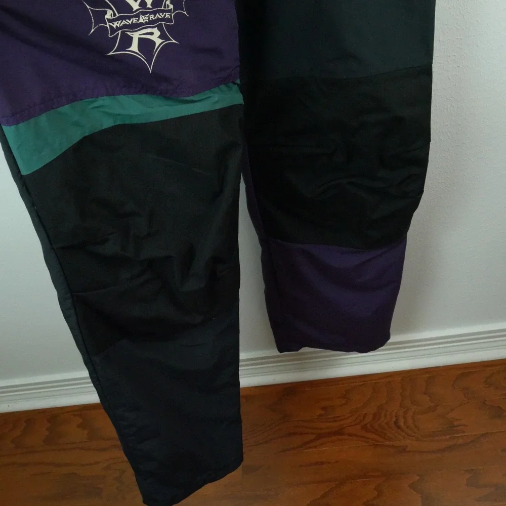 Vintage Wave Rave By Brett Conrad Snowboard Bibs XL Colorblock Ski Pants USA